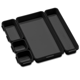 Madesmart 5 Piece Carbon Classic Large Interlocking Bin Pack Soft Grip Lining