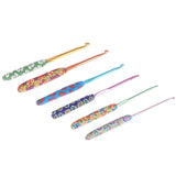 9x Colourful Crochet Hook Set Ergonomic Handles Knitting Needles Sewing