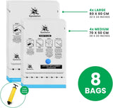 Vacuum Storage Bags Reusable space savers Pack of 8 (4 Large + 4 Medium)