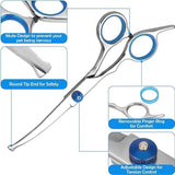 Set of 6 Professional Pet Grooming Scissors | Curved Dog Shears