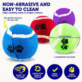 3PK Tennis Balls Pet Basic Brightly Coloured Paw Print Design Fetch 6cm Assorted