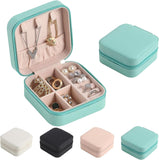Mini Small Portable Travel Jewelry Organiser Box with Zipper Storage Case -BLUE