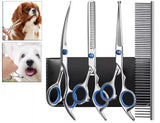 Set of 6 Professional Pet Grooming Scissors | Curved Dog Shears