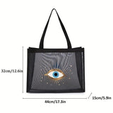Bright Eye Print Trendy Black Shopping Tote Net Bag Shoulder Bag MultiFunctional