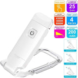 Book Night Reading Light USB Rechargeable Clip on Mini LED Lamp White Flexible