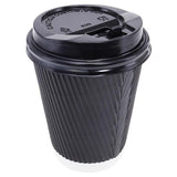 40pcs Cofee Cups With Lids  Paper Cup Drinkware Coffee Rippled Takeaway - 230ml