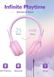 Headphones Colorful LED Lights Kids Wireless Headphones with MIC BTH03 Pink