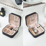 Mini Small Portable Travel Jewelry Organiser Box with Zipper Storage Case -BLACK