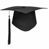 Graduation Hat Unisex Decorative Polyester Adult Graduation Tassel Cap for Bachelor Black