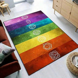 Crystal Velvet Geometry Rainbow Mandala Chakra 800g Floor Carpet Home Decoration
