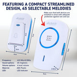 Wireless Door Bell Plug In 45 Melodies 120m Operating Range SAS Electrical