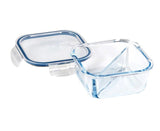 2x Eterna Glass Storage Reuseable Airtight Food Container 2 Divider Square 800ml