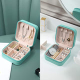 Mini Small Portable Travel Jewelry Organiser Box with Zipper Storage Case -BLUE