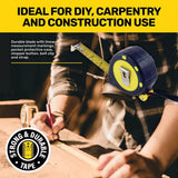 Tape Measure 10m Handy Hardware 10M Heavy Duty Measuring Tape w Hold Button
