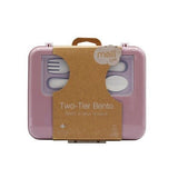 Melii Luxe Two Tier Bento Box with Utensils Kids Snack Bento Box - Pink