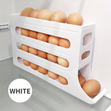4 Tier Egg Rack Holder Storage Automatic Scrolling Container Refrigerator White