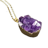Gold Plated Amethyst Crystal Pendant Necklace Jewelry Gold