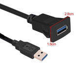 1M Car Dash Board Flush Mount USB 3.0 Male To Female Extension Panel Cable