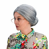GRANDMA WIG Grey Hair Old Lady Granny Fancy Dress Costume Party Grand Mother