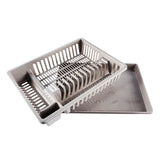 1x Dish & Cutlery Rack With Draining Tray Sturdy Compartments Home Master - Grey