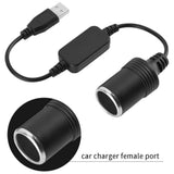 USB Port to 12V Car Cig Lighter Socket Female Converter Adapter Cable 10W 5V 2A