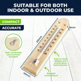2PK Garden Greens Thermometer Wooden Accurate Weatherproof 21.5 x 4.5cm