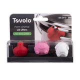 Tovolo 3 Pieces Pan Pot Lid Lifters Holders Spill Proof Farm Animals Kitchen