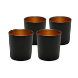 Set of 4 Luna Tumbler Glass Black & Gold Art Craft Glassware Drinkware 380ml