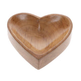 Teak Wood Bowl Heart Dish Trinket Tray Crystals Jewellery Wooden 12x12x2.5cm