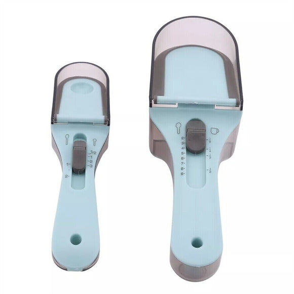 2pcs Measuring Spoons Baking Adjustable Plastic Scale Gauge Scoop Kitchen