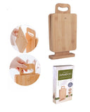 4 Pieces Chopping Block Set With Display Stand Natural Bamboo Cutting 22x14cm