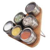 1PCE Magnetic Triangular Bamboo Spice and Jar Kitchen Herb Spice Rack And Jar