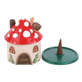Mushroom House Resin Incense Cone Burner Holder Meditation Decor