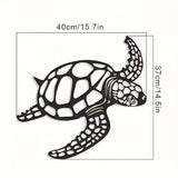 Metal Sea Turtle Hanging Ornament Beach Theme Decor Wall Art Ocean Lover Silvery