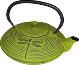 Teaology Cast Iron Teapot  Brew Strainer Tea Pot Kitchen Dragonfly Green 770ml