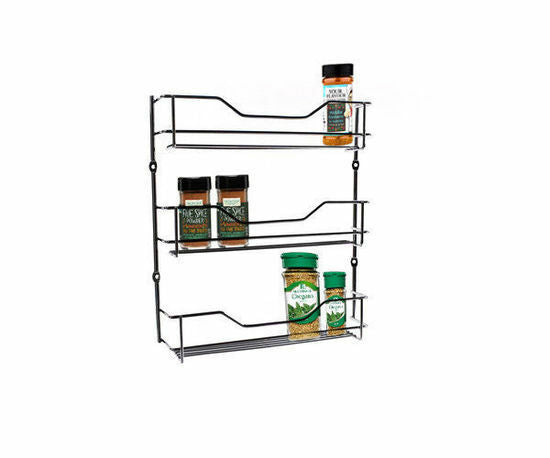 D.LINE 3 Tier Chrome Spice Rack - 18 Bottle Capacity Storage Shelf Layer
