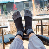 2 Pairs Mens Cotton Athletic Running Sports Socks Finger Toe Socks - BlackGrey