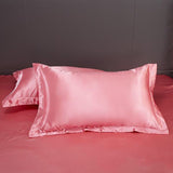 2X Satin Silk Pillow Cases Cushion Cover Pillowcase Home Decor Luxury Bedding - Pink