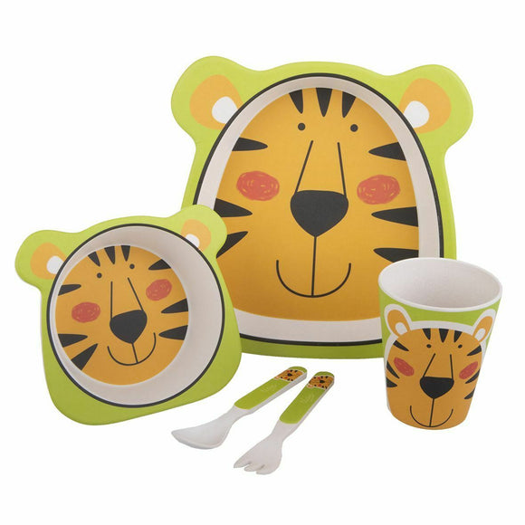 Bambeco 5-Piece Tiger Kids' Meal Set - Orange/Green