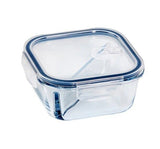 2x Eterna Glass Storage Reuseable Airtight Food Container 2 Divider Square 800ml