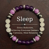 Amethyst and Hematite Beaded Bracelet Sleep and Stress Reduction Jewelry