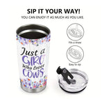 1pc Cow Tumbler with lid 20oz Flowers Tumbler Coffee Travel Mug Cows Gift