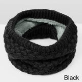 Scarf Solid Color Plush Knitted Scarf Wool Collar Cotton Neck Warmer Black