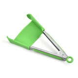 Silicone Cooking Tongs Heat Spatula Stainless Steel Resistant Frame Gadget BBQ - Red+Green