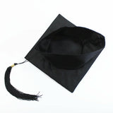 Graduation Hat Unisex Decorative Polyester Adult Graduation Tassel Cap for Bachelor Black