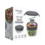 Bentgo All-In-One Glass Salad Container To Go Dressing Lunch Box Set Dark Grey