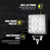 Lightfox 2x 4inch Osram Square LED Work Lights Flood Reverse Ute Truck 12V 24V