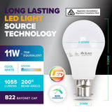 2PK LED Light Bulb Cool White Bayonet B22 Energy Saving 11W Light Globe