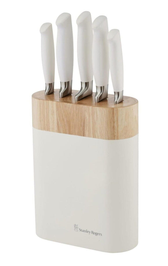 Stanley Rogers 6 Piece Oval Knife Block Set White