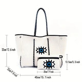 Eye Pattern Handbag With Little Pouch Eye Print Bag Shoulder Beach Trendy Tote